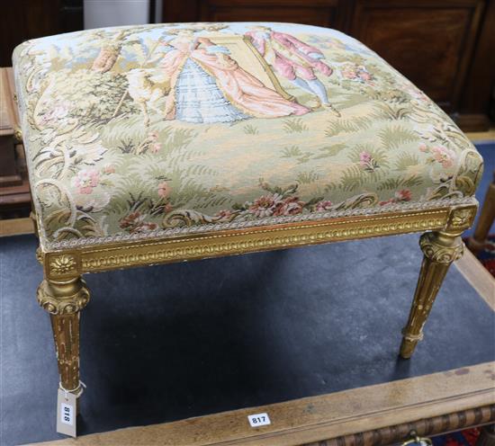 A Louis XVI style gilt-framed stool W.66cm